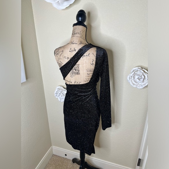 Gianni Bini Multi Colored Glitter Embellished Velvet Ruched Dress Sz 11 - Picture 12 of 16